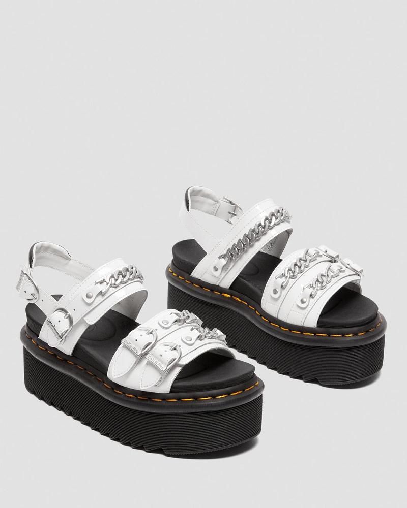 Sandalias De Gladiador Dr Martens Voss II Chain Charol Cuero Mujer Blancos | MX 486XYU